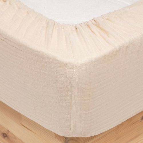 Drap Housse "flora" Gaze De Coton Lin 160x200cm