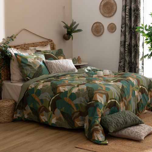 Parure De Lit 3 Pièces "renata" Percale De Coton Vert 240x220cm