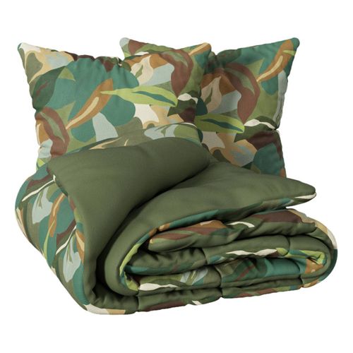 Parure De Lit 3 Pièces "renata" Percale De Coton Vert 240x220cm