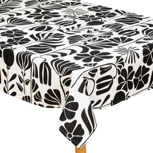 Nappe De Table Imprimée "twisted Lime" 150x250cm Noir et Blanc