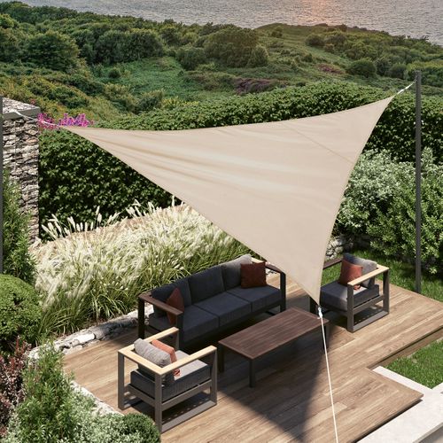 Voile D'ombrage Triangulaire "curacao" Blé 4 X 4 X 4m En Polyester