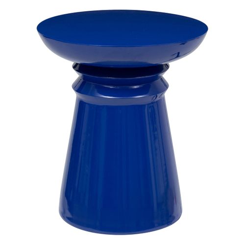 Table à Café Table D'appoint Totem En Métal Bleu Indigo D 38 Cm