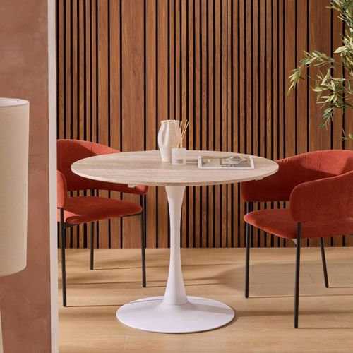 Table Ronde 102 Cm Elias Effet Travertin Atmosphera