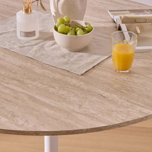 Table Ronde 102 Cm Elias Effet Travertin Atmosphera