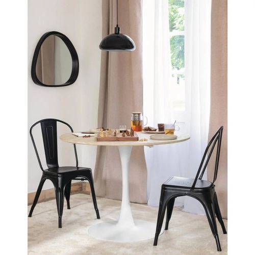 Table Ronde 102 Cm Elias Effet Travertin Atmosphera