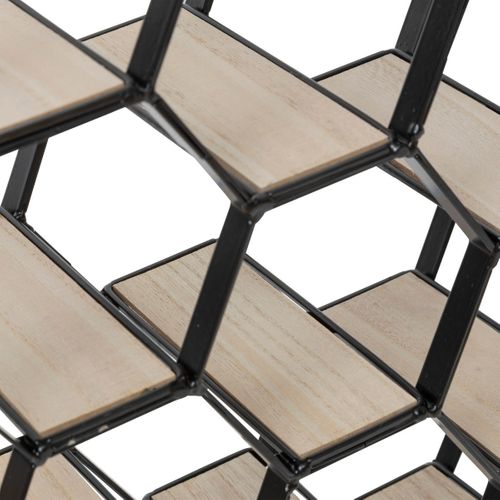 Range Bouteilles En Métal Noir Et Bois Capacité 12 Bouteilles