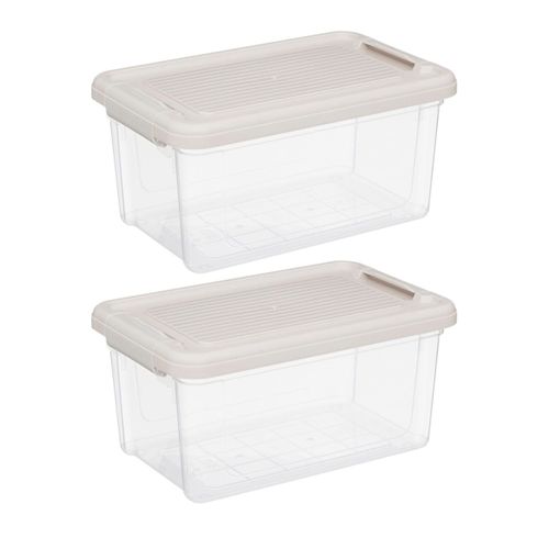 Lot De 2 Boîtes De Rangement Avec Fermeture à Clip 30l