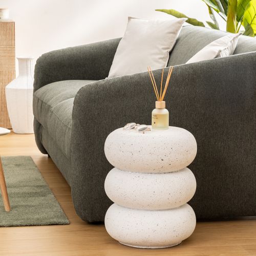 Table à Café Totem Stonento Magnésie Blanc