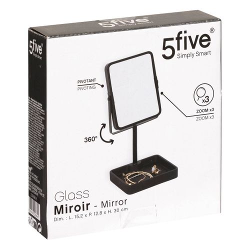 Miroir "glass" Pivotant Noir 30x15,2cm