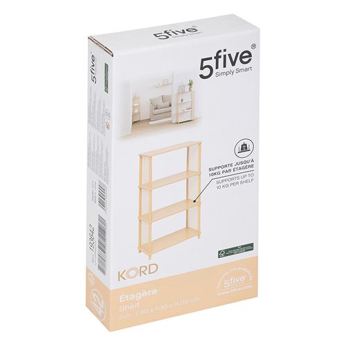 Meuble Etagère En Bois Et Acier 4 Niveaux Beige H 110 Cm