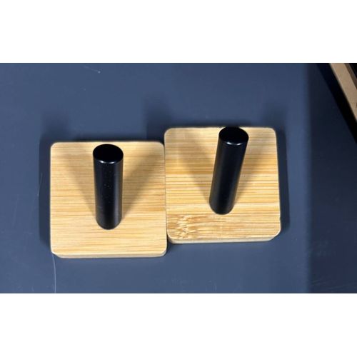 2 Patères Adhésives "stiky" En Métal Et Bamboo