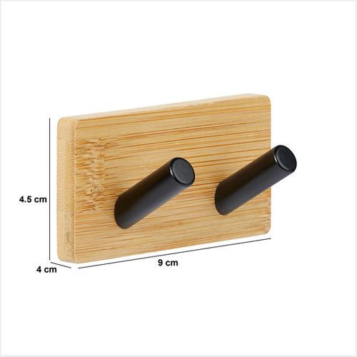 Patère Adhésive "stiky" En Métal Et Bambou