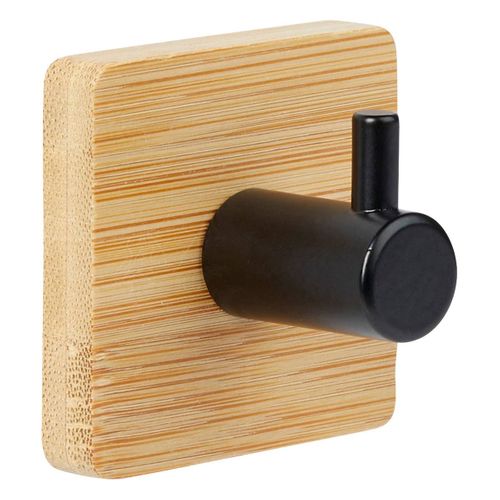 2 Patères Adhésives "stiky" En Métal Et Bamboo