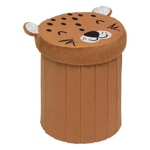 Pouf-coffre Enfant Imprimé Léopard Anoki - Marron