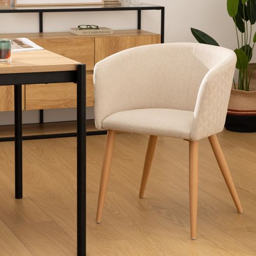 Fauteuil Repas Tissu Beige Marlo Atmosphera