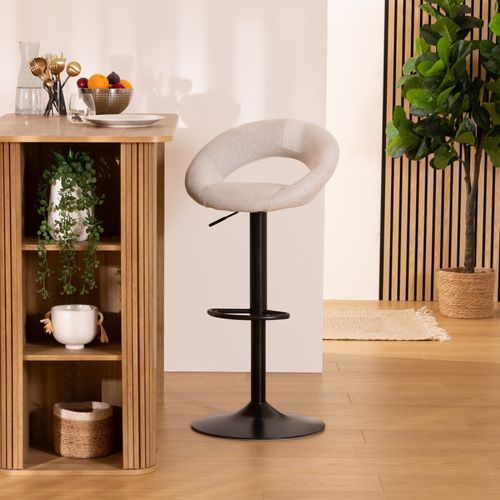 Tabouret De Bar Ajustable Sasha Tissu Gris Clair