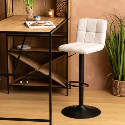 Tabouret De Bar Ajustable Delek Tissu Beige