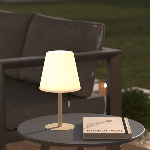 Lampe D'extérieur LED Rechargeable USB Base Acier Beige D 16 X H 30 Cm