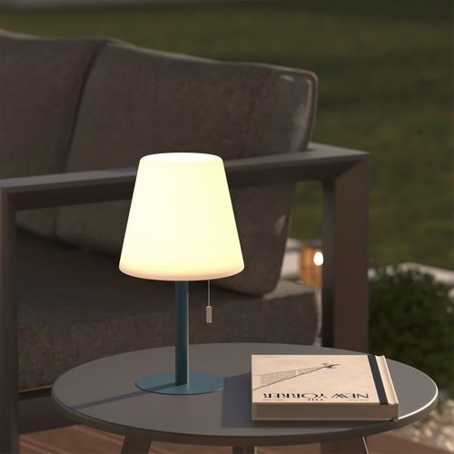 Lampe D'extérieur LED  Rechargeable USB Base Acier Bleu D 16 X H 30 Cm