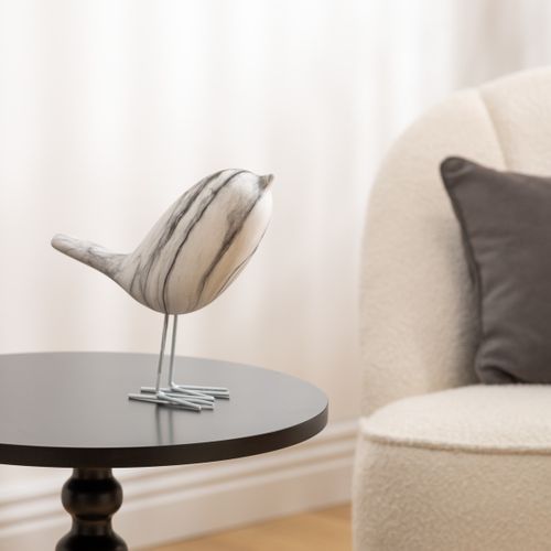 Statuette Oiseau "olen" Blanc H19cm