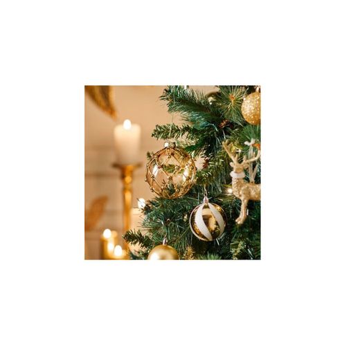 Déco Sapin Boule De Noël En Verre D 10 Cm Bronze Déco Perles Dorées