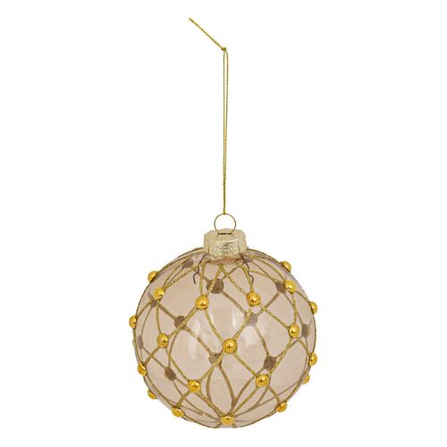 Déco Sapin Boule De Noël En Verre D 10 Cm Bronze Déco Perles Dorées