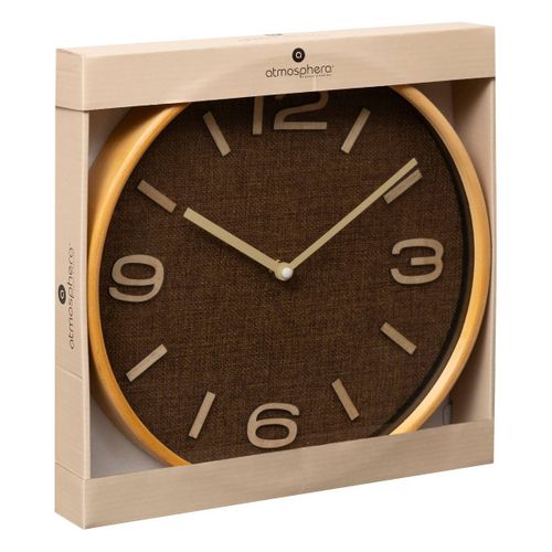 Pendule Murale Marron Tonka Effet Tissé D 30 Cm