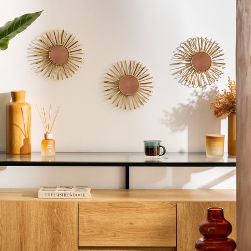 Lot De 3 Miroirs Ronds D24 Warren Métal Doré Atmosphera
