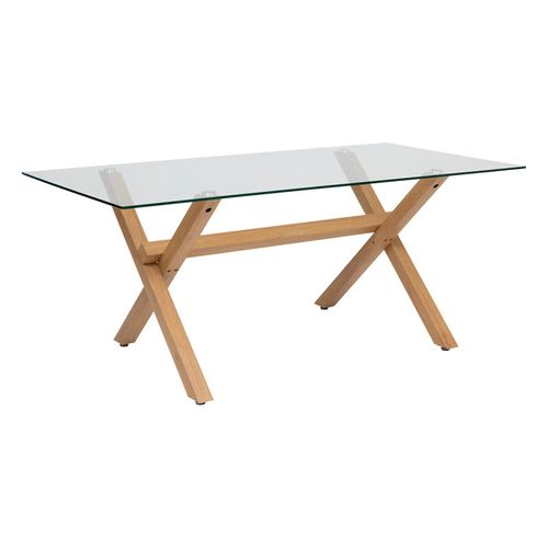 Table à Manger 180 X 90 Cm Verre Et Métal Jorel Atmosphera