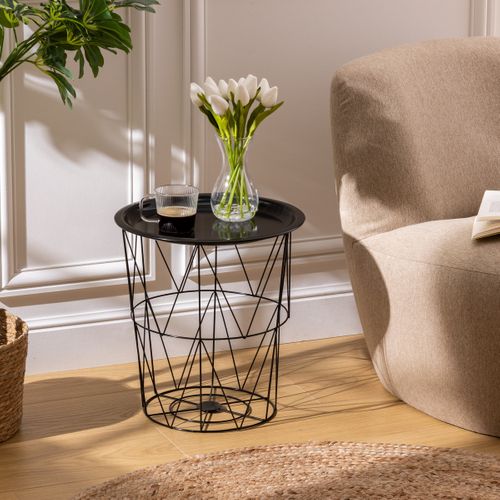 Table à Café Table D'appoint En Métal Noir D 37 Cm