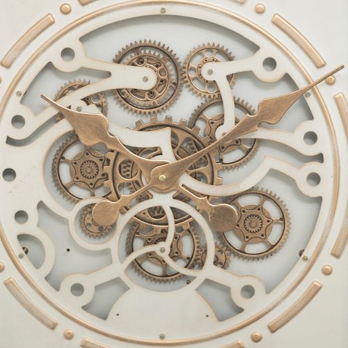 Grande Pendule Murale Beige Style Industriel Avec Rouages Mobiles D 74 Cm