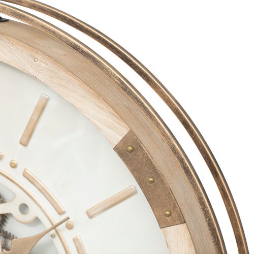 Grande Pendule Murale Beige Style Industriel Avec Rouages Mobiles D 74 Cm