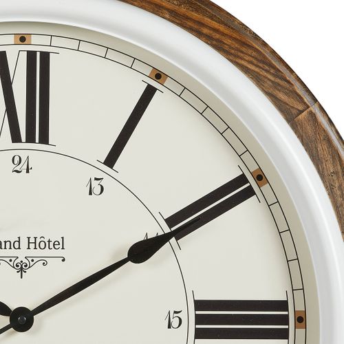 Grande Pendule Murale Marron Et Blanc Style Rétro D 68 Cm