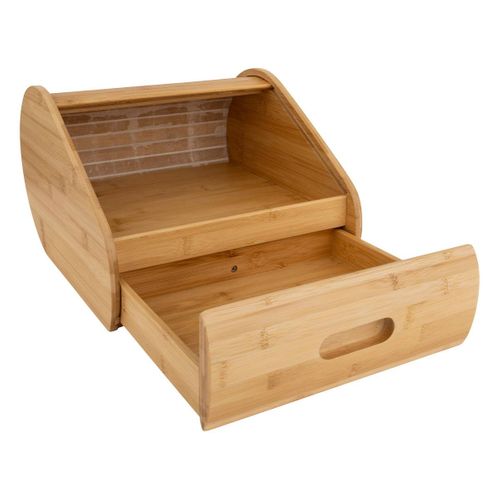 Boîte à Pain Avec Tiroir En Bambou Beige 30,4x21,8cm