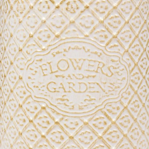 Pot à Lait Décoratif En Fer Blanc Patine Mordorée Et Motifs Floraux H 31.5 Cm