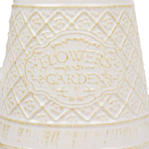 Arrosoir Décoratif En Fer Blanc Patine Mordorée Et Motifs Floraux H 16.5 Cm