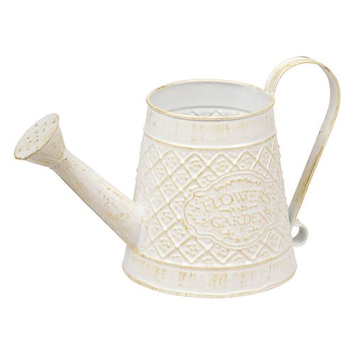 Arrosoir Décoratif En Fer Blanc Patine Mordorée Et Motifs Floraux H 16.5 Cm