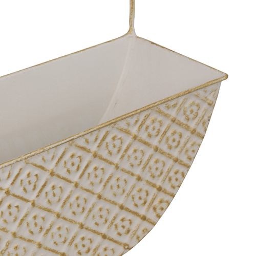 Lot De 2 Jardinières Murales En Fer Blanc Patine Mordorée Et Motifs Floraux