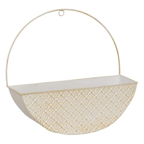 Lot De 2 Jardinières Murales En Fer Blanc Patine Mordorée Et Motifs Floraux