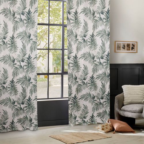 Rideau à Oeillets Occultant Vert à Motifs 135 X 260 Cm