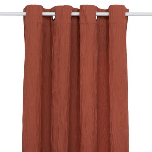 Rideau à Oeillets Tissu Texturé Effet Froissé Terracotta 135 X 260 Cm