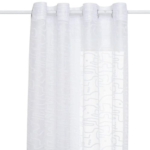 Rideau Voilage Motifs Abstraits "lazi" 140x240cm Blanc