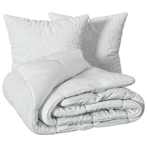 Parure De Lit 3 Pièces "swan" Jacquard Blanc 240x220cm