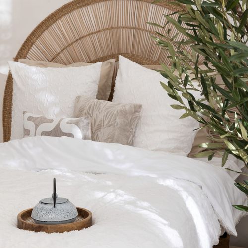 Parure De Lit 3 Pièces "swan" Jacquard Blanc 260x240cm