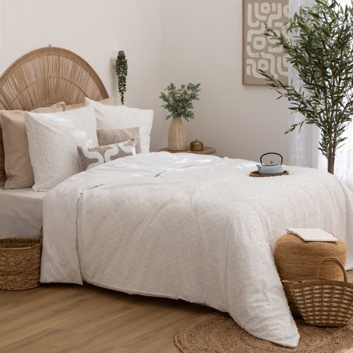 Parure De Lit 3 Pièces "swan" Jacquard Blanc 260x240cm