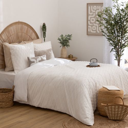 Parure De Lit 3 Pièces "edie" Jacquard Blanc 260x240cm