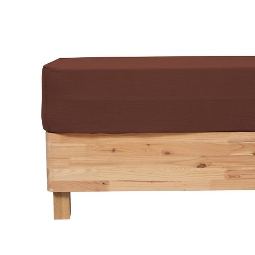Drap Housse "flora" Gaze De Coton Marron 160x200cm