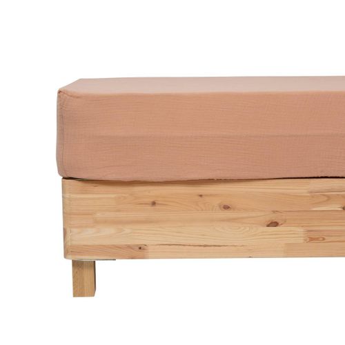 Drap Housse "flora" Gaze De Coton Rose 160x200cm