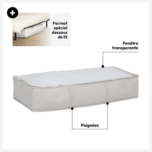 Housse De Rangement "groomy" Sous Lit Beige 100x20cm