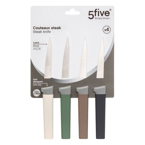 4 Couteaux à Steak Manche Antidérapant